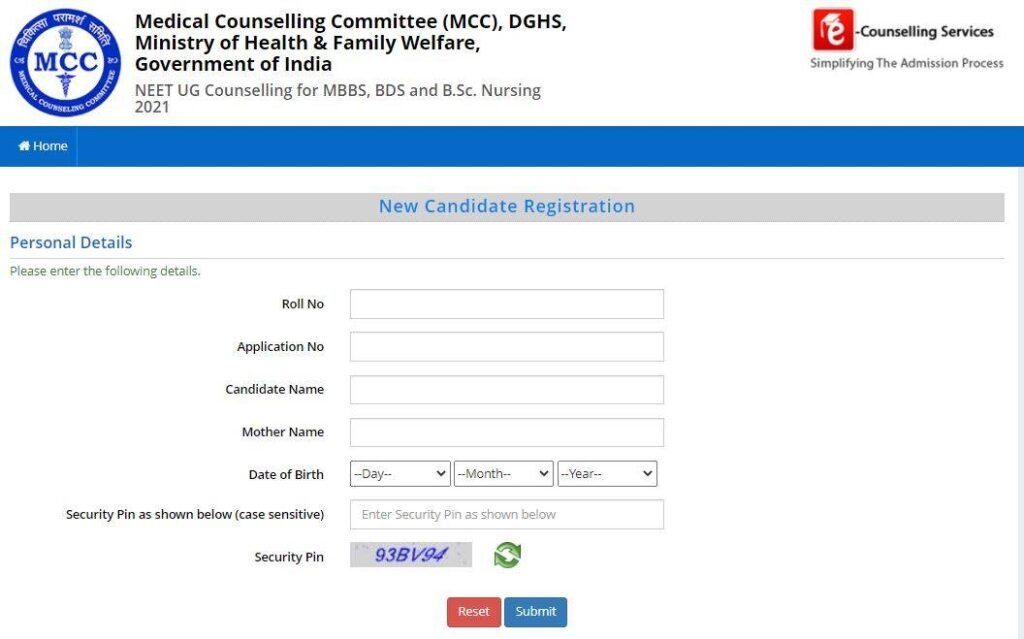 NEET 2022 Counselling Registration